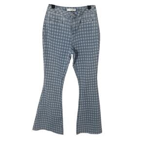 Est. 1946‎ Denim Super Hi Rise Check Pattern Flare Leg Jeans Boho Hippie Size 2